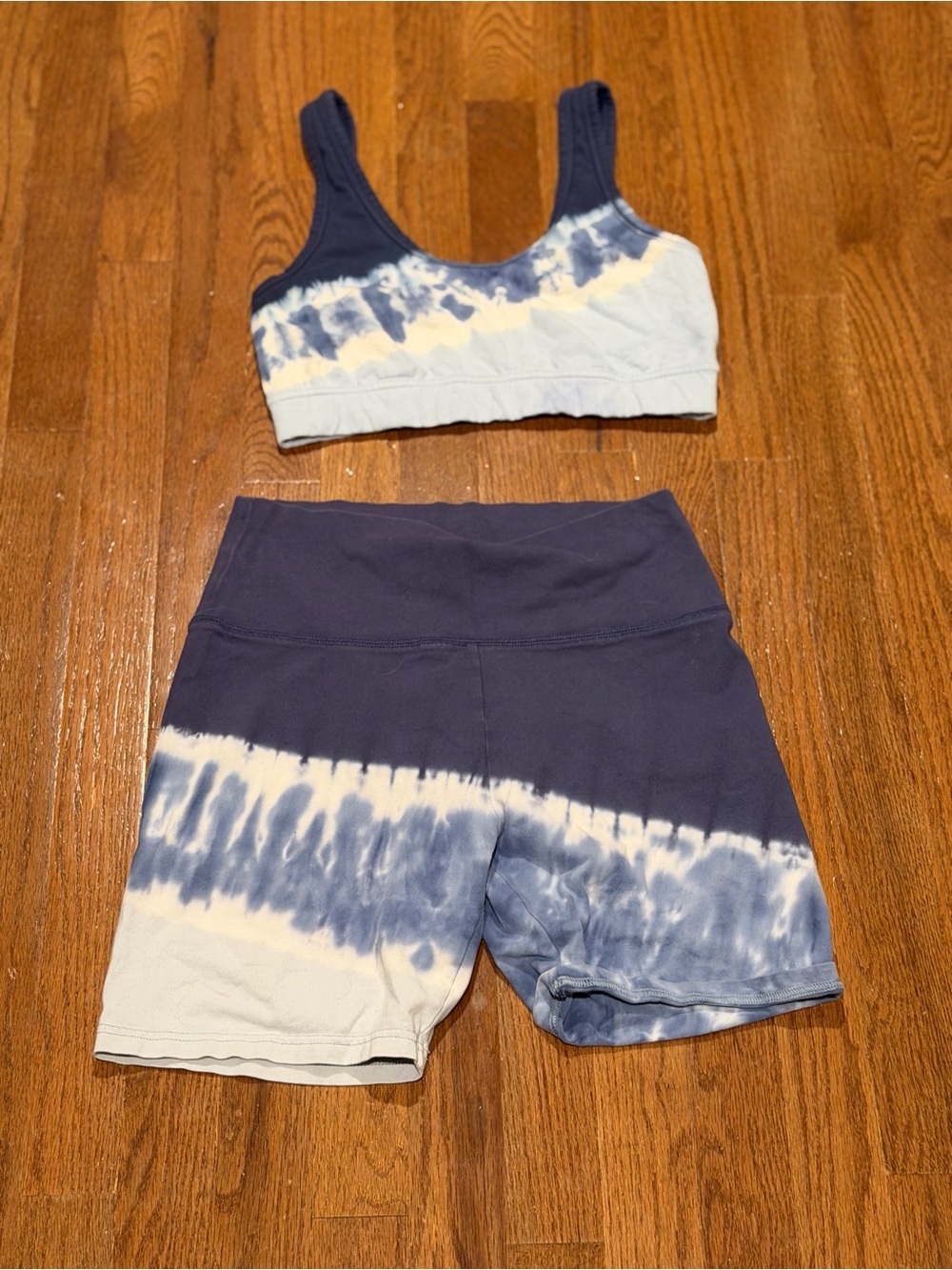 aerie Navy & White Tie-Dye Bike Shorts Set